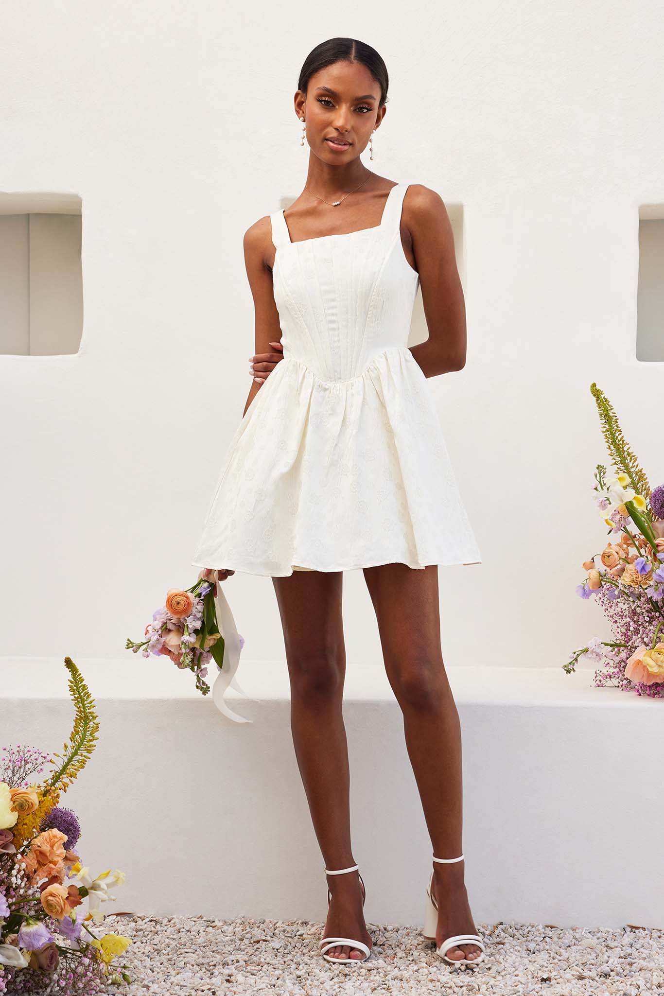 white corset mini dress